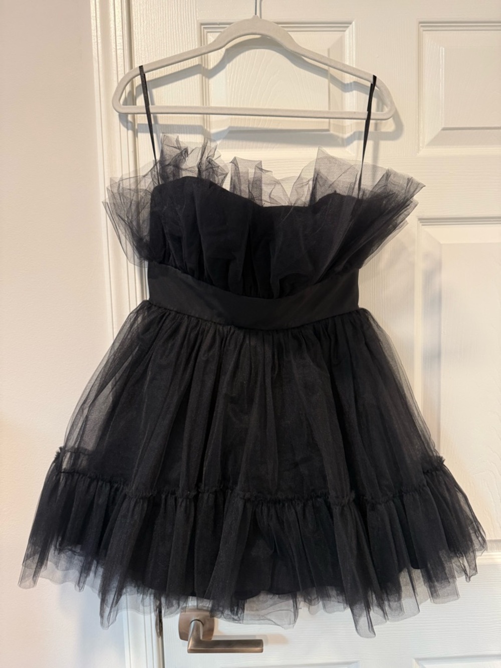 Katie May Black Tulle Spaghetti Strap Party Dress